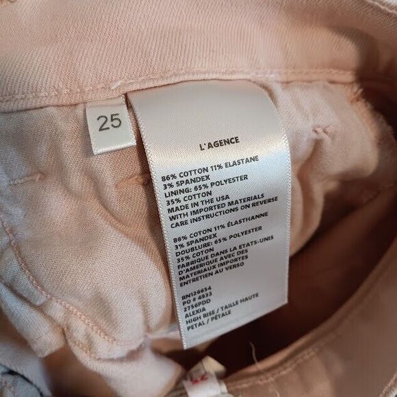 L'AGENCE High Rise 'Alexia' Color Petal, Size 25 Women's Jeans Pale Pink - Picture 8 of 9
